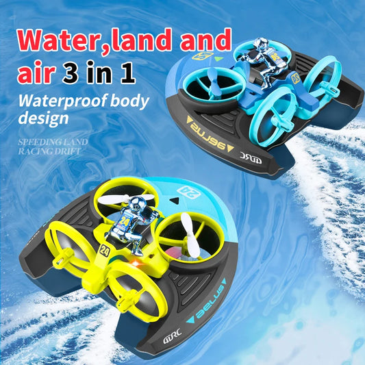 AquaFly™ 3-in-1 Drone – Land, Air & Water Explorer