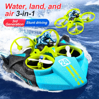AquaFly™ 3-in-1 Drone – Land, Air & Water Explorer